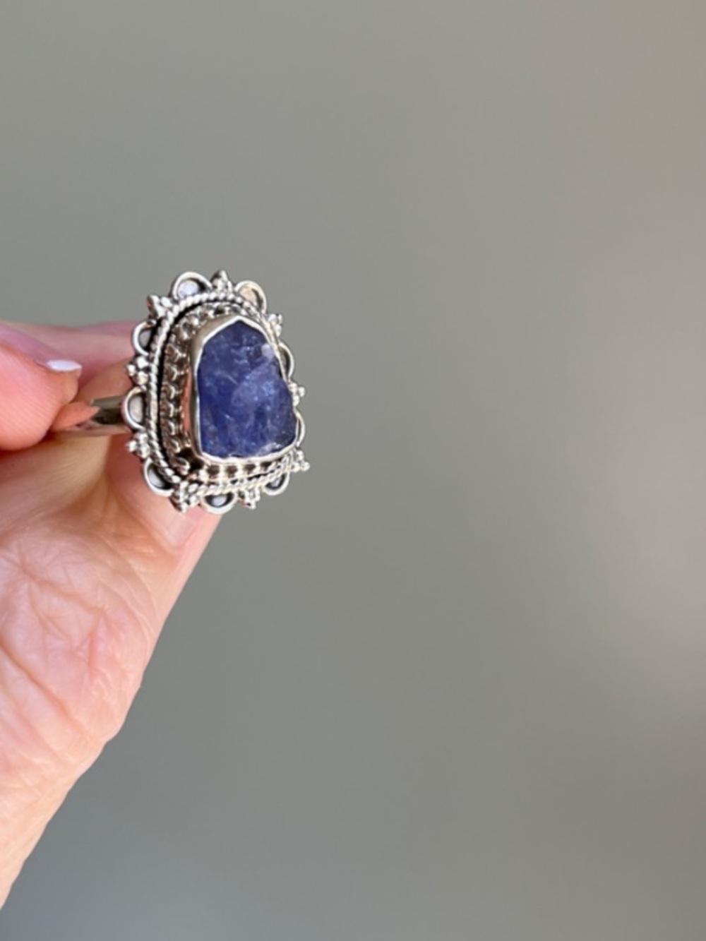 Sterling Silver Raw Tanzanite Stone Ring